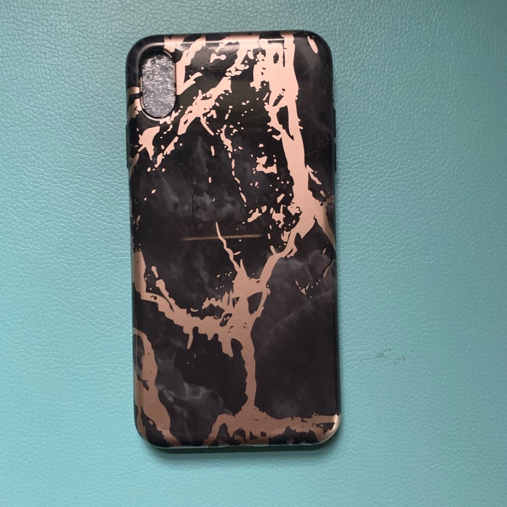 Black & Rose Gold Marble iPhone XS MAX Phone Case